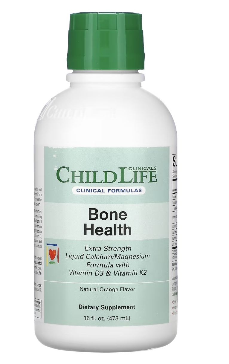 Childlife Clinicals, Bone Health, Liquid Calcium/Magnesium Formula with Vitamin D3 & Vitamin K2, Natural Orange, 16 fl oz (473 ml)