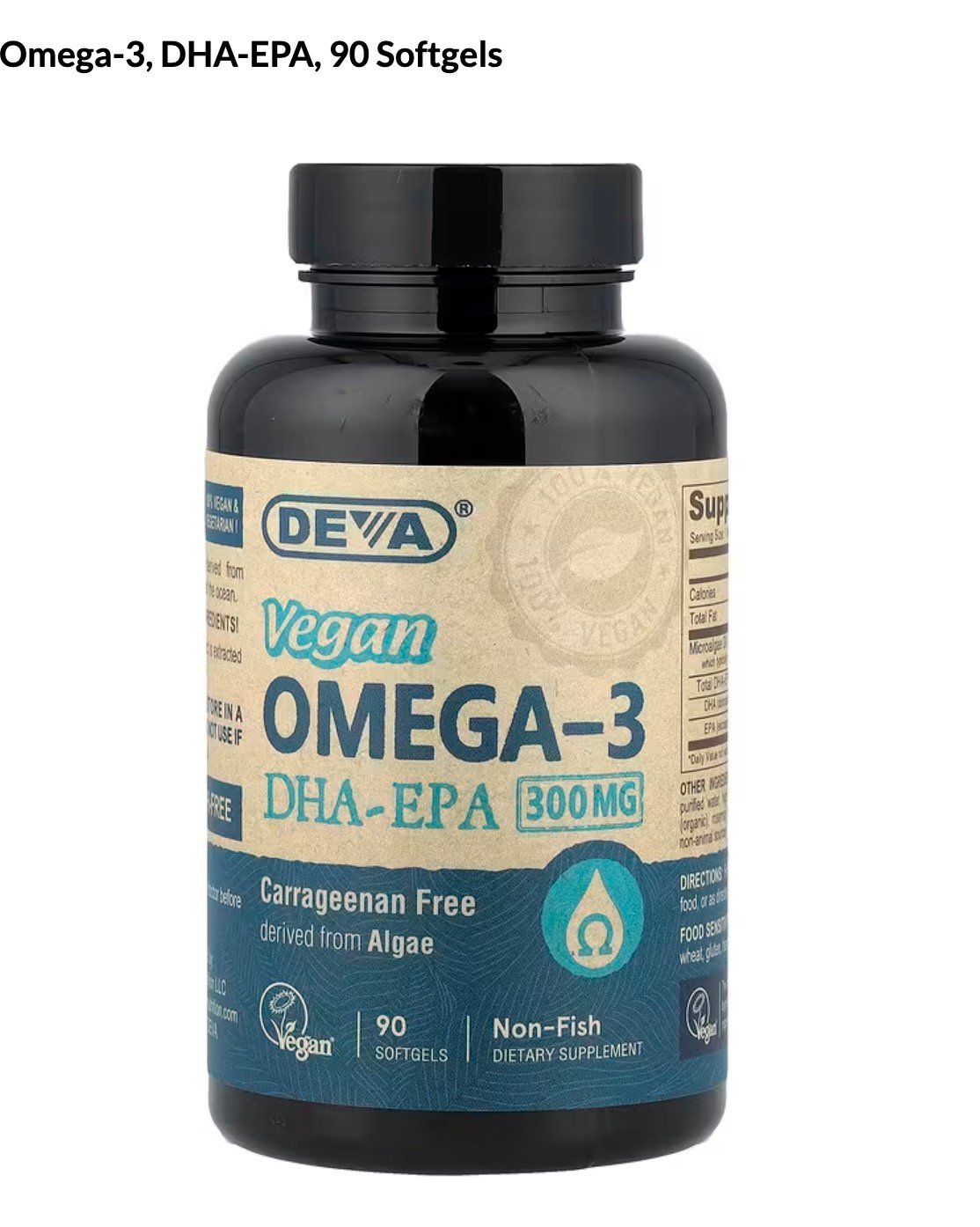 Omega-3 DHA-EPA 300mg thuần chay, 90 viên mềm, Deva